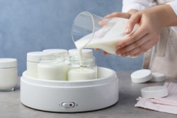 Milch im Joghurtbereiter fermentieren Milch im Joghurtbereiter fermentieren