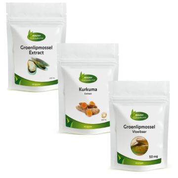 Groenlipmosselextract, Kurkuma-extract en Groenlipmossel Vloeibaar 